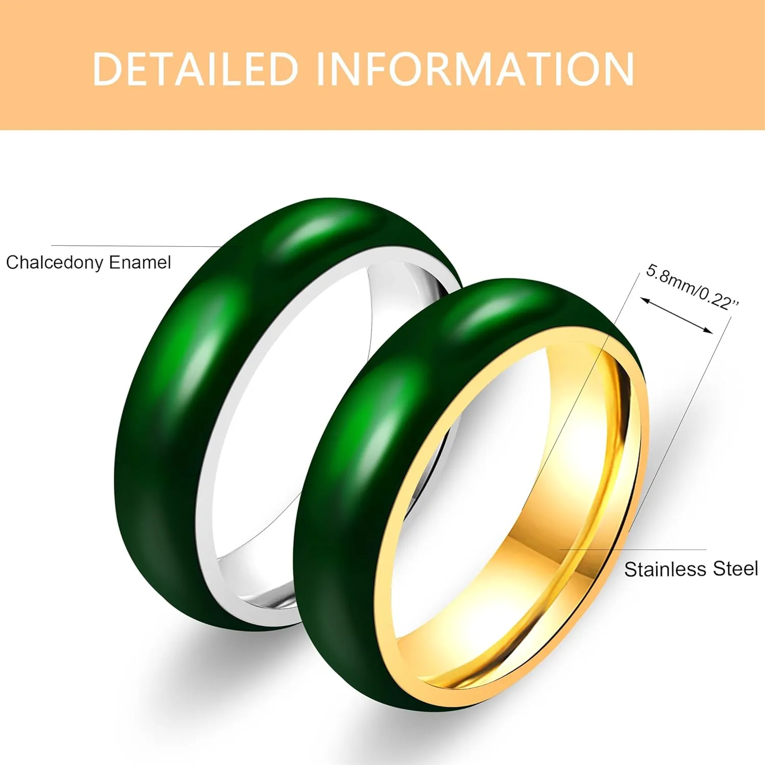 | Titanium Steel Couple Ring | Chalcedony Oil Drop Design | Elegant and Durable | Perfect for Daily Wear | Available in Sizes 6-11 | YA4405