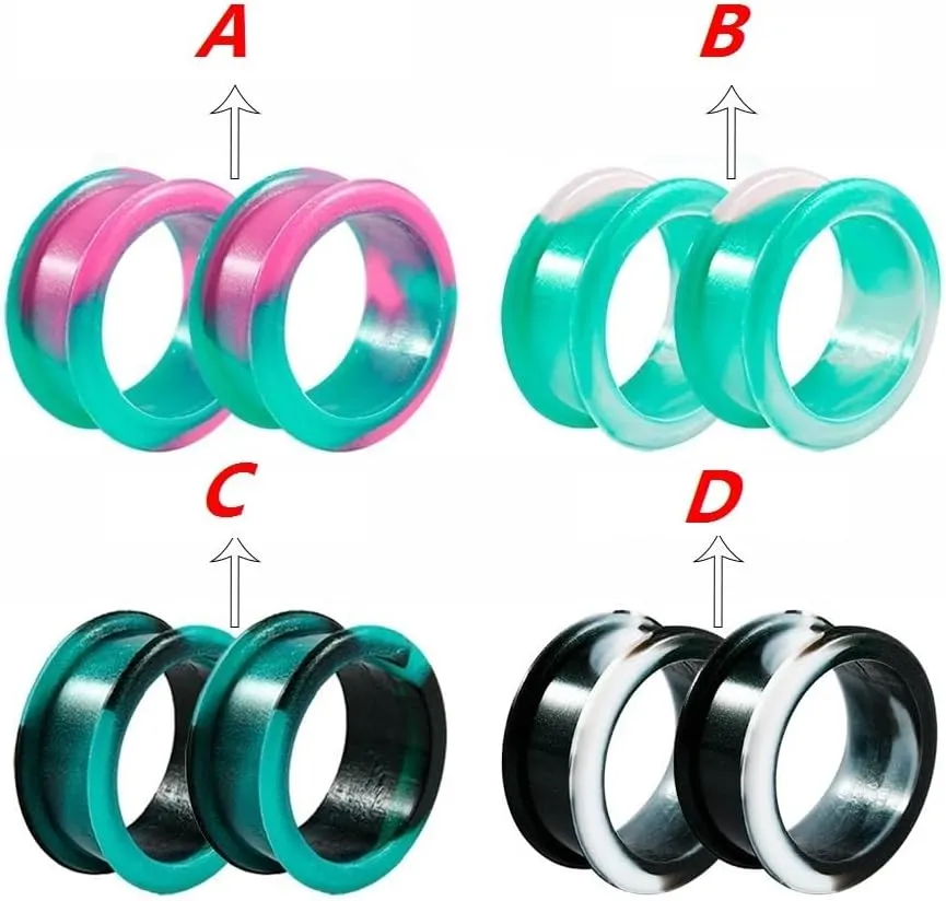 1 Pair Silicone Ear Stretchers Tunnels - Marble Swirl Design, Double Flared Plugs for 8mm-38mm Gauging, Hypoallergenic & Flexible Body Jewelry (Daily Wear/Sensitive Skin)