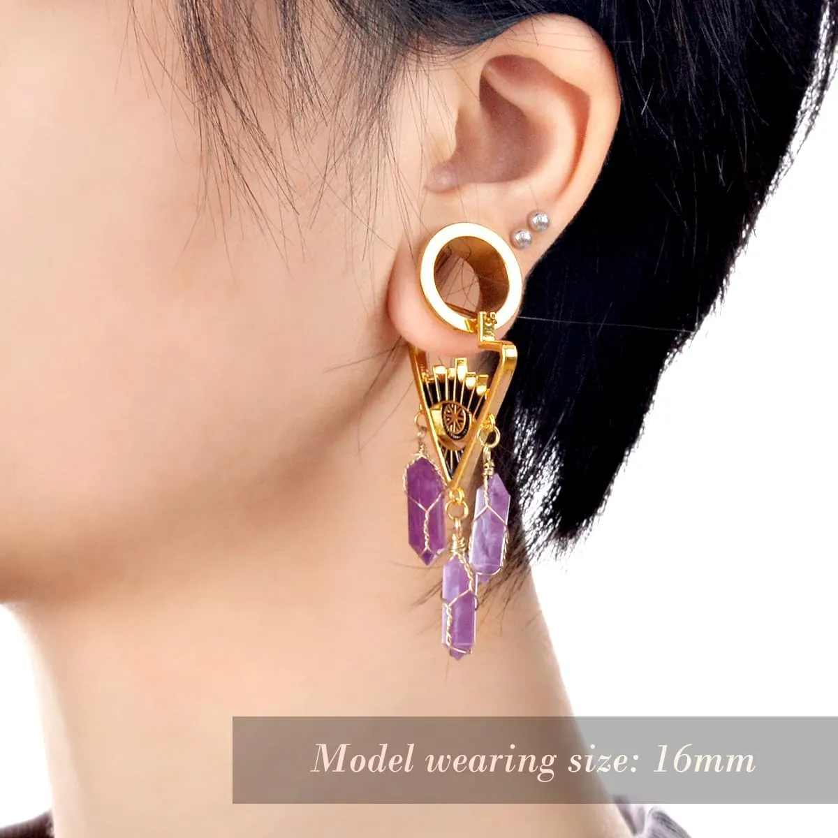 1 Pair Stainless Steel Ear Gauges Piercing Buckle Dangle Ear Gauges Piercing Plugs and Tunnels Elegant Retro style Ear Stretchers Earrings Expander 6mm to 25mm.