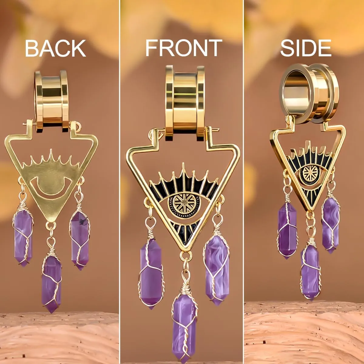1 Pair Stainless Steel Ear Gauges Piercing Buckle Dangle Ear Gauges Piercing Plugs and Tunnels Elegant Retro style Ear Stretchers Earrings Expander 6mm to 25mm.