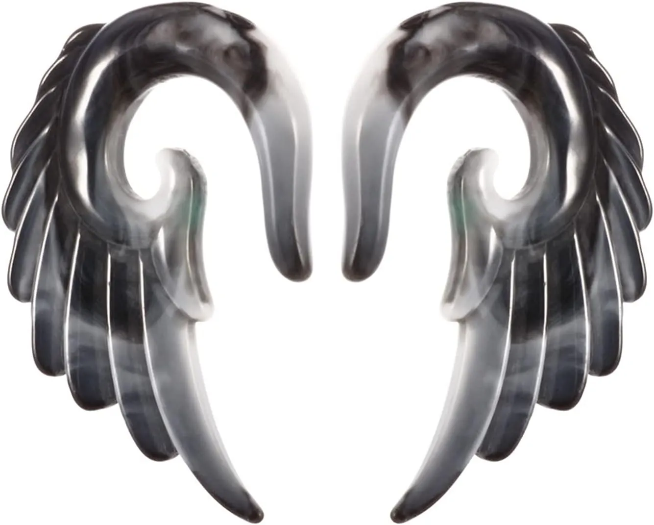 1 Pairs of Mixed Colors Acrylic Spiral Angel Wings Ear Tunnels Plugs - Gothic Punk Piercing Resin Earring Expanders