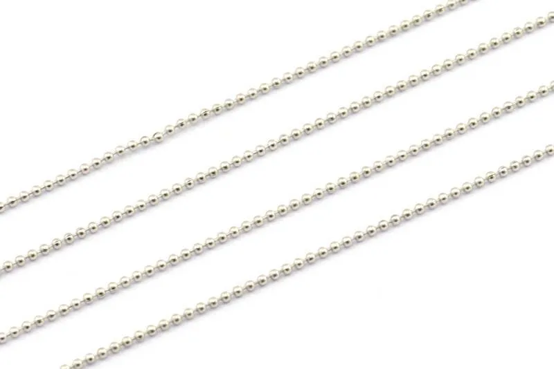 10 M. 1mm Silver Tone Brass  Ball Chain - W69-1 Z044