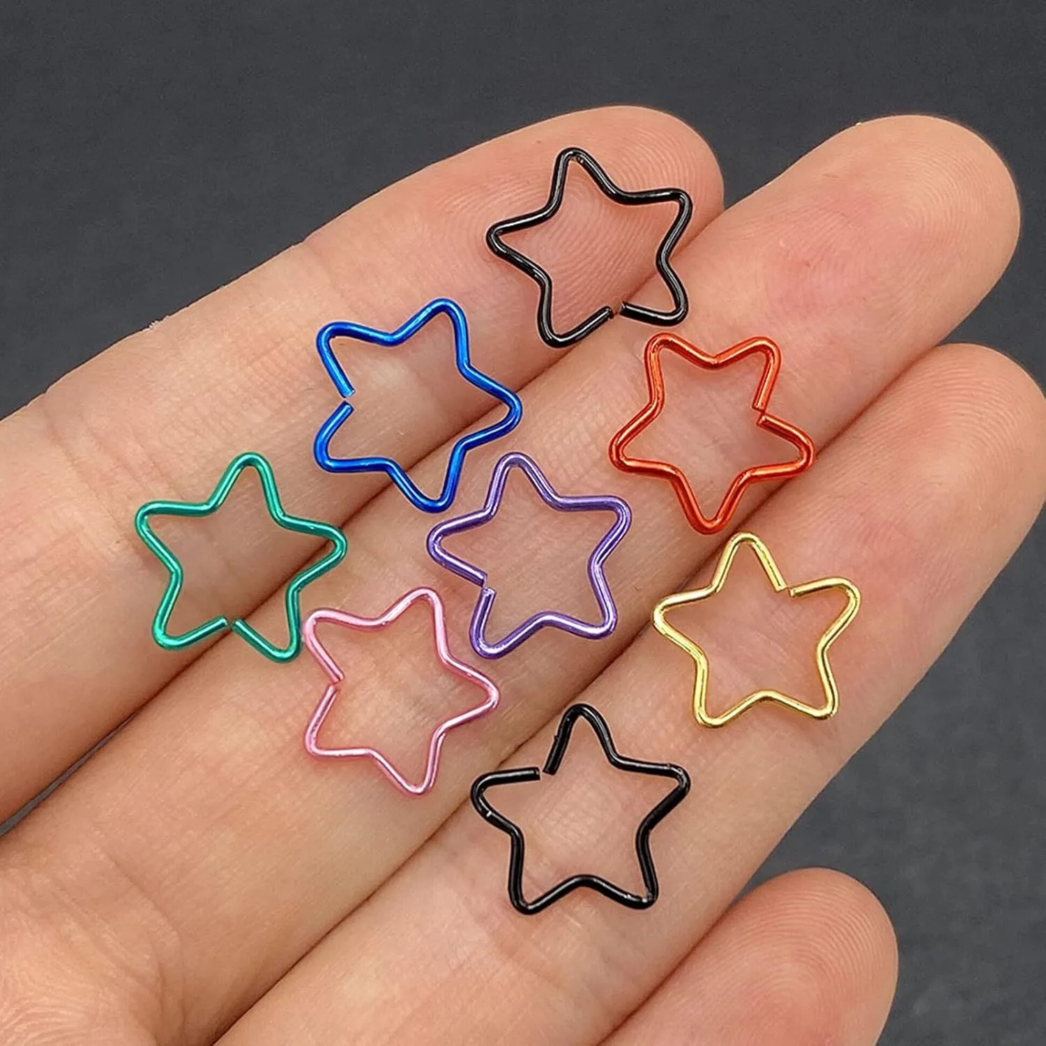 10 PCS Nose Piercing Earrings, Colorful Stainless Steel Nose Piercing Jewelry Star Body Jewelry Piercing