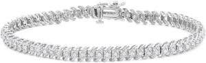 1.00 Carat Total Weight (CTTW) Diamond Tennis Bracelet Available in 10K White & Yellow Gold For Women