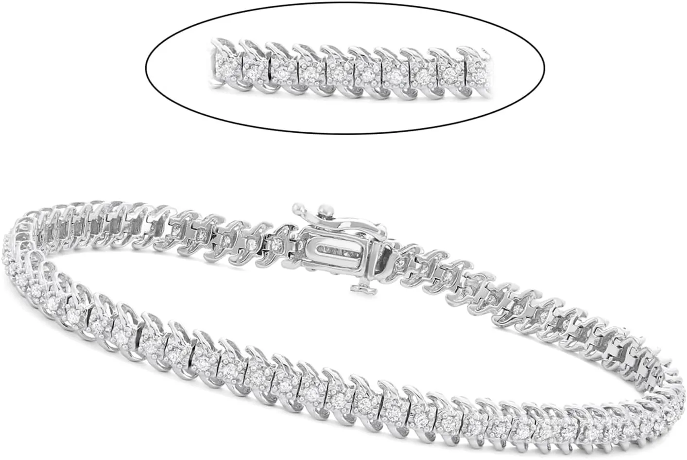 1.00 Carat Total Weight (CTTW) Diamond Tennis Bracelet Available in 10K White & Yellow Gold For Women