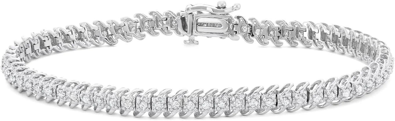 1.00 Carat Total Weight (CTTW) Diamond Tennis Bracelet Available in 10K White & Yellow Gold For Women