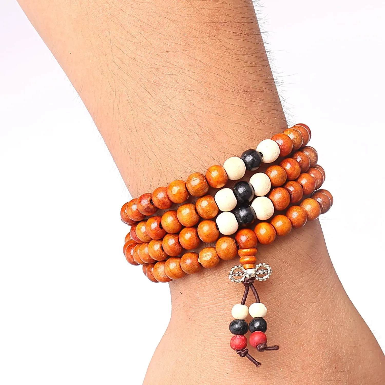 108 Mala Beads Bracelets Meditation Necklace 3pc 8mm Wood Prayer Beads Buddhist Wooden Necklace for Men and Women