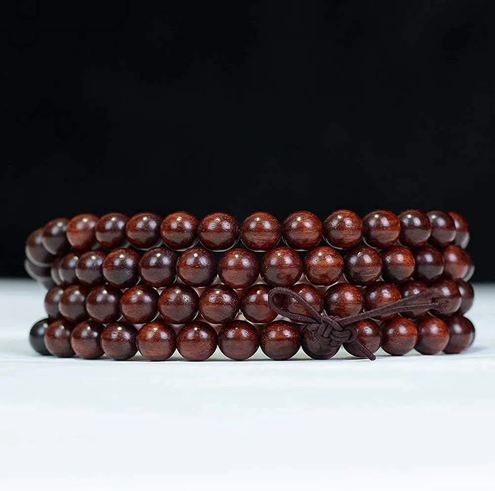 108PCS Zambia Red Sandalwood Beads Bracelet Tibetan Buddhist Prayer Meditation Yoga Zen Mala Bracelet
