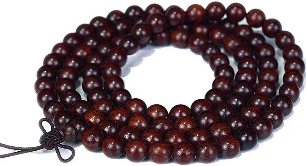 108PCS Zambia Red Sandalwood Beads Bracelet Tibetan Buddhist Prayer Meditation Yoga Zen Mala Bracelet