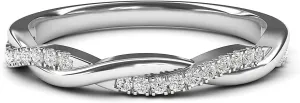 10k White Gold 2.5mm Petite Twisted Vine Simulated Diamond Ring Wedding Band Matching Ring