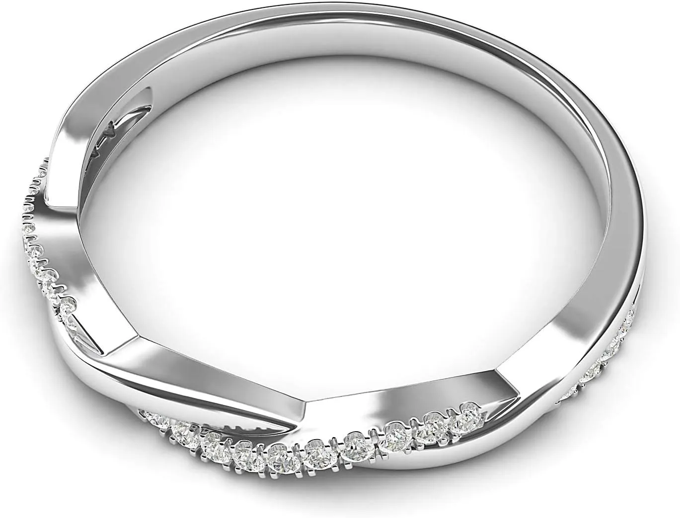 10k White Gold 2.5mm Petite Twisted Vine Simulated Diamond Ring Wedding Band Matching Ring