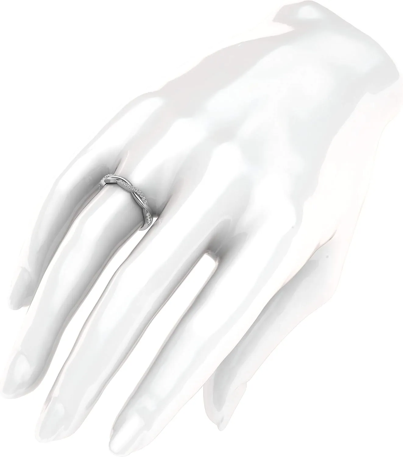 10k White Gold 2.5mm Petite Twisted Vine Simulated Diamond Ring Wedding Band Matching Ring