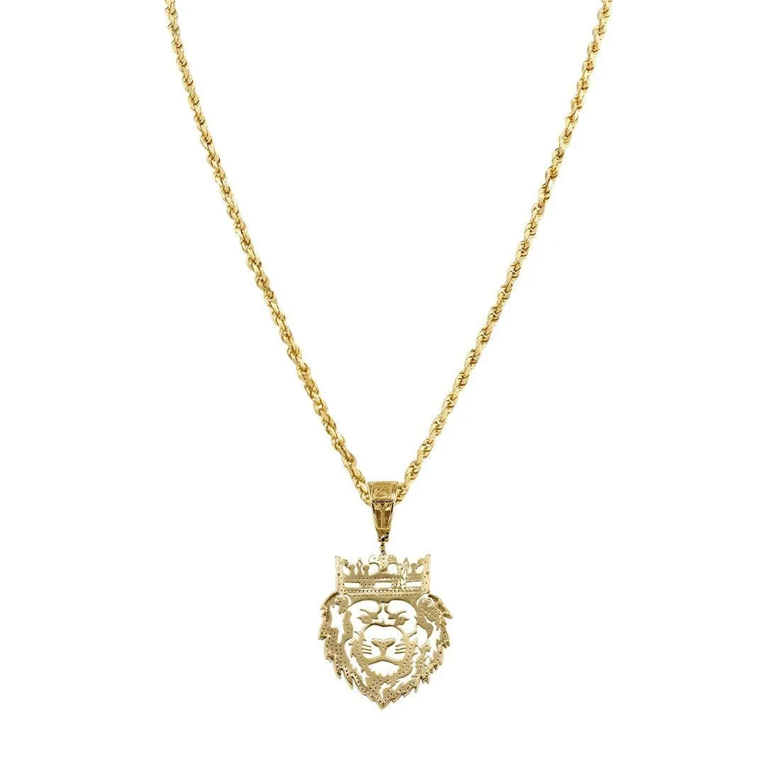 10k Yellow Gold Diamond Lion Head Pendant 0.40 Ctw