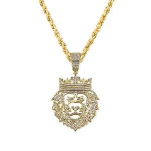 10k Yellow Gold Diamond Lion Head Pendant 0.40 Ctw