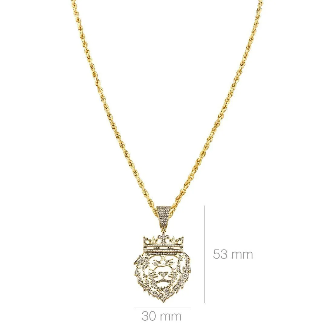10k Yellow Gold Diamond Lion Head Pendant 0.40 Ctw