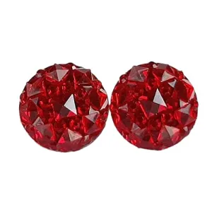 10mm Red Prism Stud Earrings - Hypoallergenic Titanium