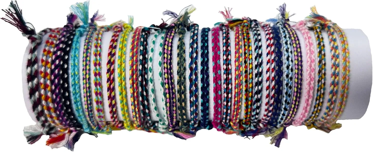 12 Pack Friendship Bracelet Handwoven Cotton Linen Bracelet Adjustable Size Unisex(Random Color)