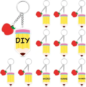 12 PCs Teacher Appreciation Week Gifts Bulk Acrylic Pencil Keychain End of Year & Back-to-school SeasonTeacher Gift from Student