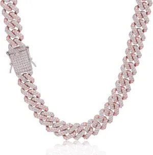 12mm Mens Women Heavy Iced Out Miami Cuban Link Chain or Bracelet 14K Gold White Rose Gold Plated CZ Lab Diamond Hip Hop Jewelry Necklace Choker with Gift Box