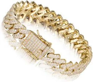 12mm Mens Women Heavy Iced Out Miami Cuban Link Chain or Bracelet 14K Gold White Rose Gold Plated CZ Lab Diamond Hip Hop Jewelry Necklace Choker with Gift Box