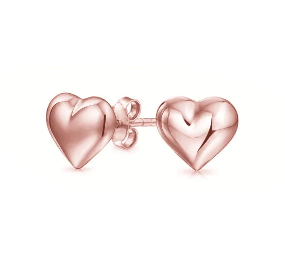 14K Gold Delicate Dainty Heart Studs Earrings - 3 Colors by Donatello Gian