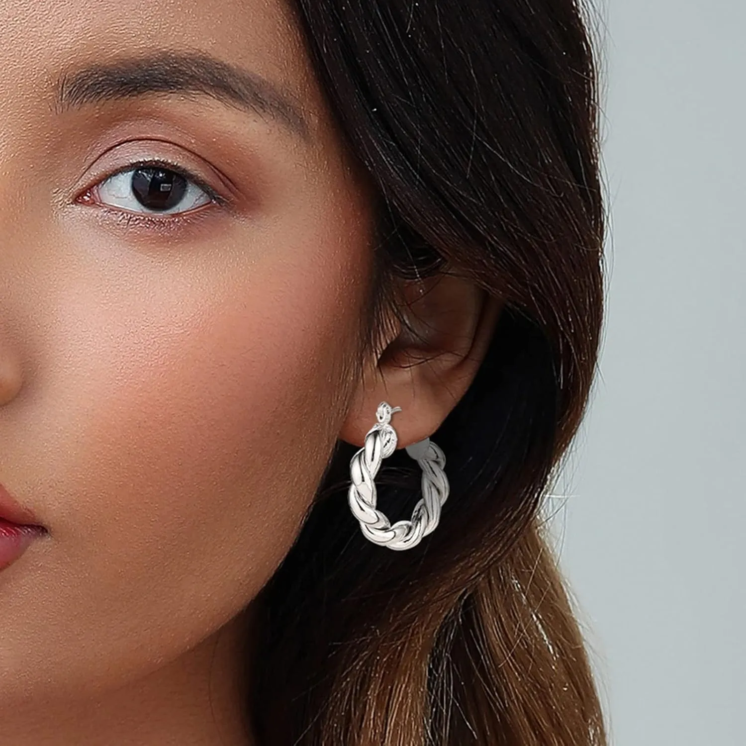 14K Gold Hoop Earrings for Women, Hypoallergenic Chunky Gold Hoop Earrings Multipack, Lightweight Twisted Huggie Hoops Earring Set Jewelry for Gifts