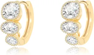 14K Gold Plated Cute Hoop Earrings for Women | Cubic Zirconia Cat/Rabbit Huggie Hoop Earrings | Trendy Gold Diamond Dangle Earrings