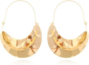 14K Gold Plated Geometric Door Kncocker Earrings for Women Unisex,Statement Chunky Gold Hoop Earrings,Trendy Minimalist Irregular Dangle Earrings,Vintage Crescent Earrings Chic Fashion Jewelry