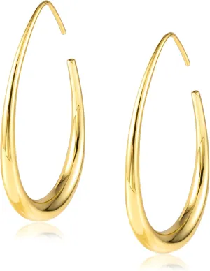 14K Gold Plated Sterling Silver Oval Hoop Earrings for Women Hypoallergenic Gold Large Hoop Earrings Lightweight Statement Teardrop Hoop Earrings Jewelry for Women Trendy