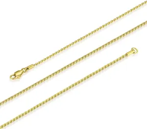 14K Gold Plated Thin Chain Surgical Stainless Steel Unique Rope Necklace for Women and Men, 2mm, 18-30 Inches