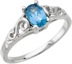 14k White Gold December Imitation BirthStone Fashion Ring Fine Jewelry For Women Gifts For Her, Size 5