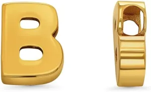 14k Yellow Gold Mini Sliding Block Initial Charm Uppercase Letter Slide Through Pendant
