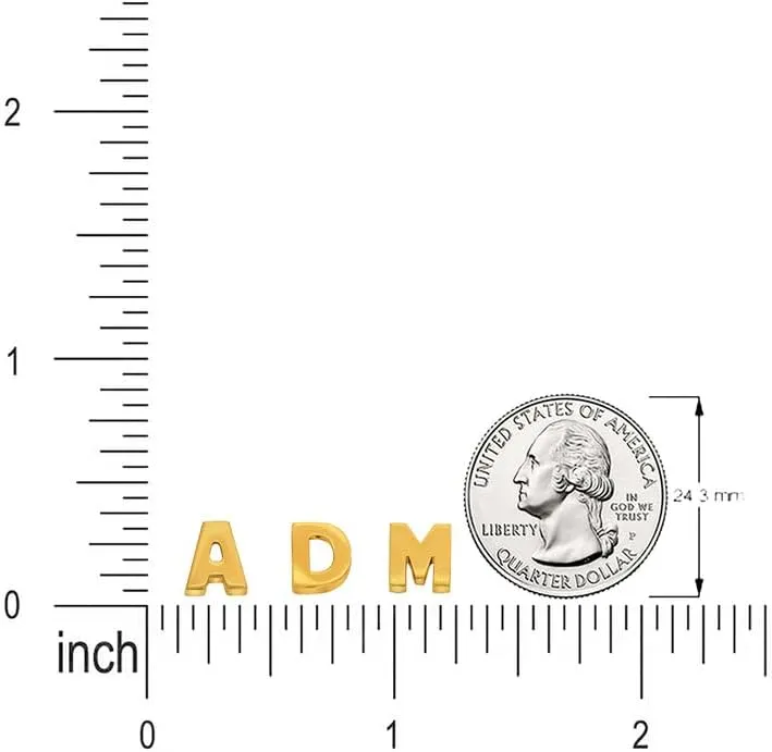 14k Yellow Gold Mini Sliding Block Initial Charm Uppercase Letter Slide Through Pendant