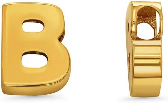 14k Yellow Gold Mini Sliding Block Initial Charm Uppercase Letter Slide Through Pendant