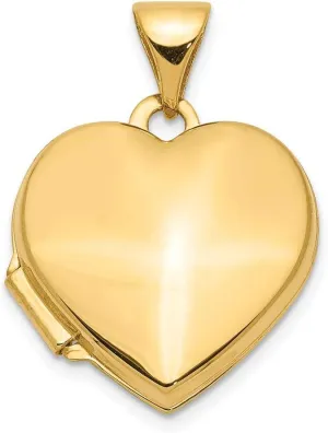 14k Yellow Gold Plain Heart Locket Pendant Necklace Fine Jewelry For Women Gifts For Her