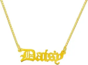 14K YELLOW SOLID GOLD OLD ENGLISH FONT PERSONALIZED CUSTOM NAME NECKLACE