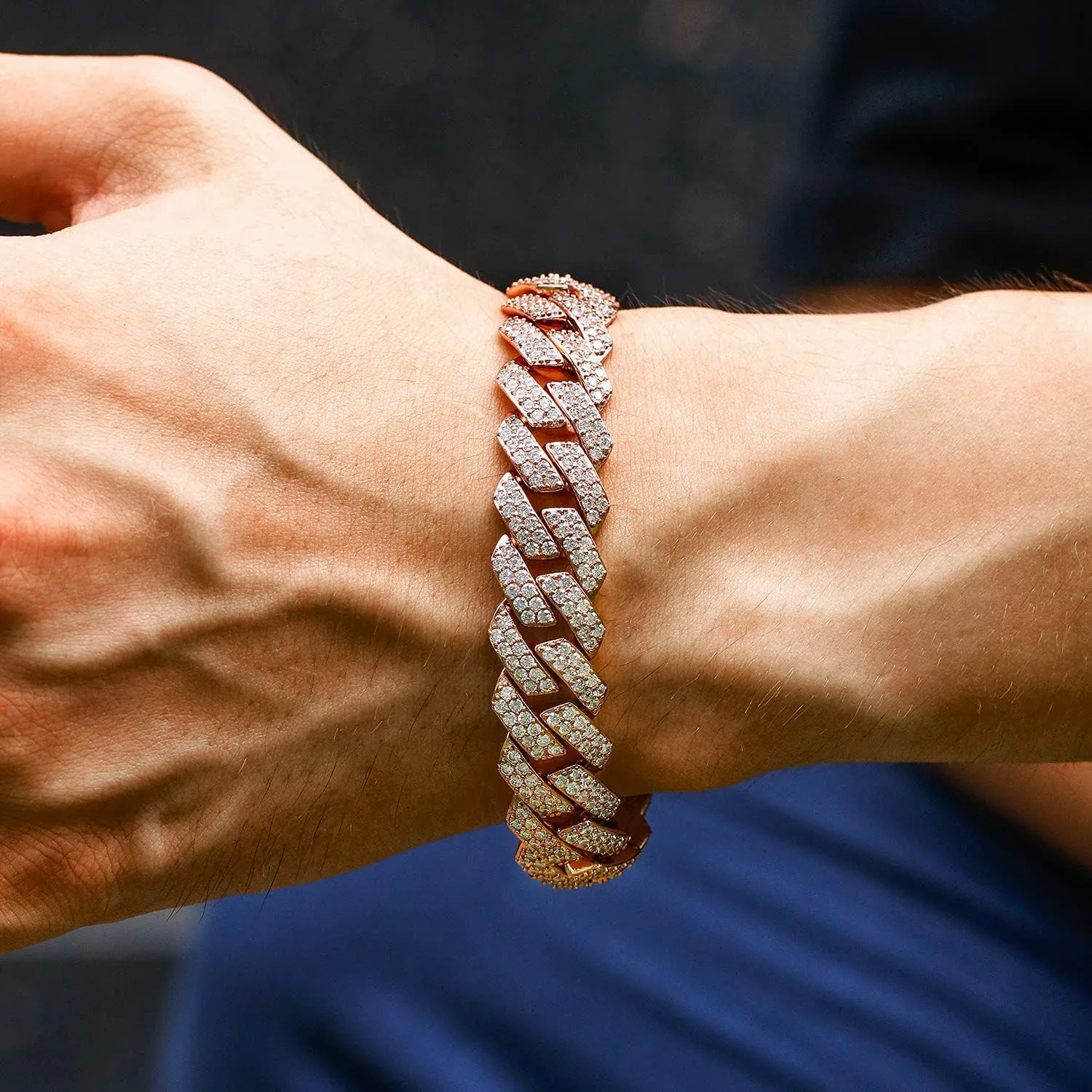 15mm Full Iced Out Chain Mens Miami Cuban Link Chain Necklace Bling Diamond Necklace or Bracelet Hip Hop Jewelry for Men Women 18K Gold/White/Rose Gold Plated CZ