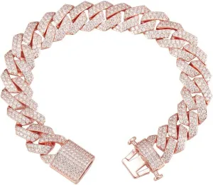15mm Full Iced Out Chain Mens Miami Cuban Link Chain Necklace Bling Diamond Necklace or Bracelet Hip Hop Jewelry for Men Women 18K Gold/White/Rose Gold Plated CZ