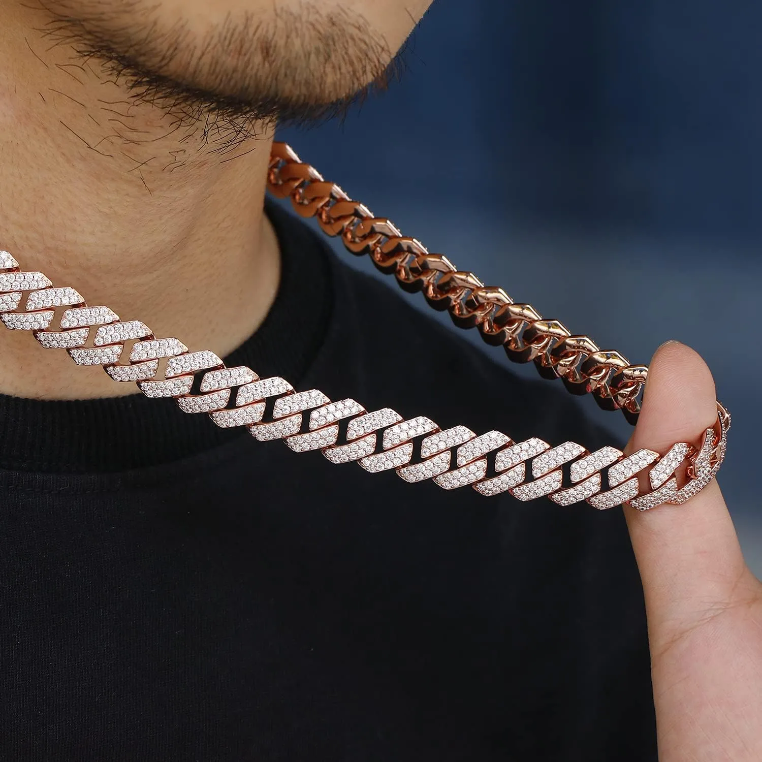 15mm Full Iced Out Chain Mens Miami Cuban Link Chain Necklace Bling Diamond Necklace or Bracelet Hip Hop Jewelry for Men Women 18K Gold/White/Rose Gold Plated CZ