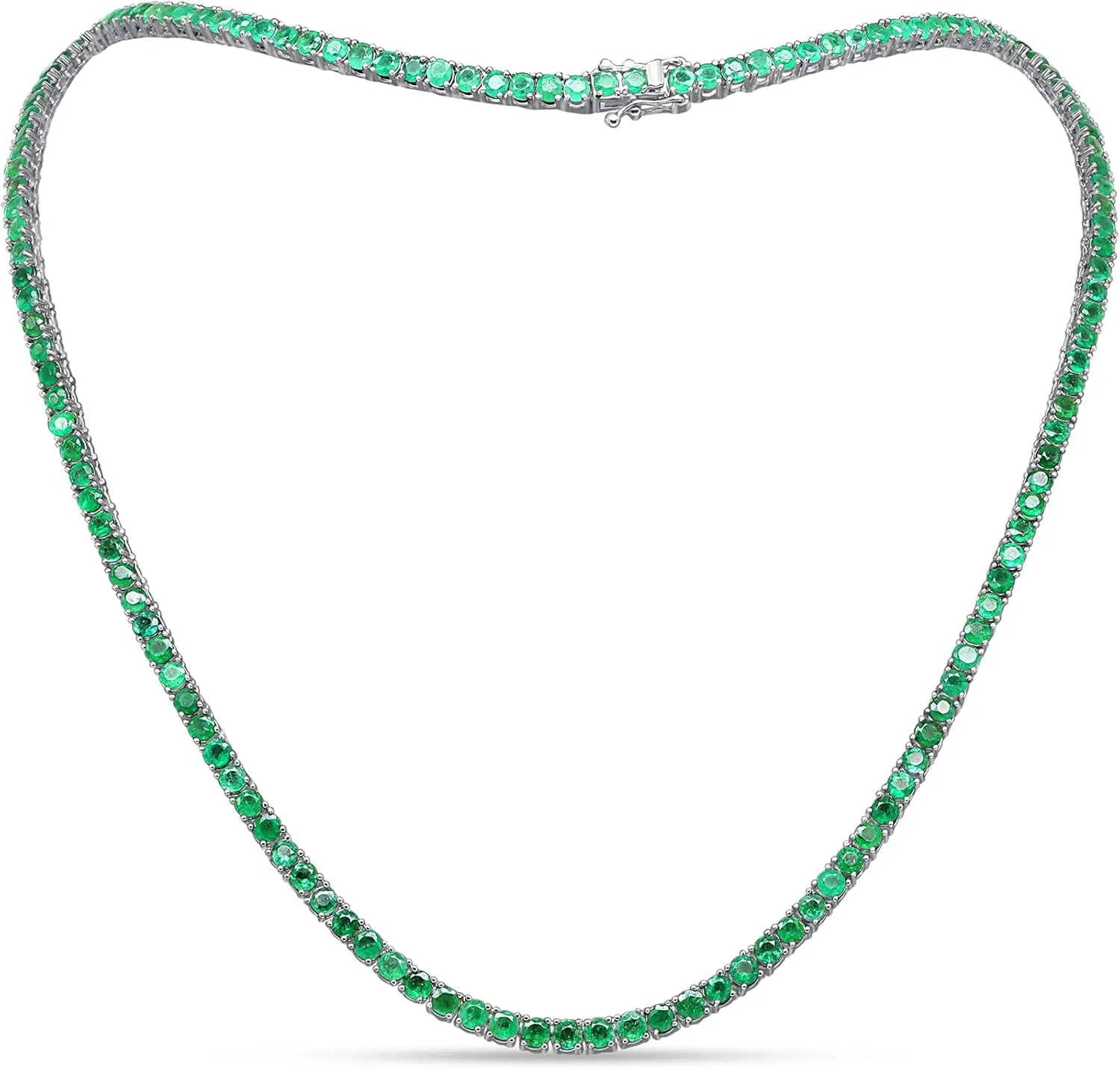16 Carat Round Cut Natural Emerald Diamond Tennis Necklace in 14K Gold Taurus Zodiac Sign Stone, 17" inch