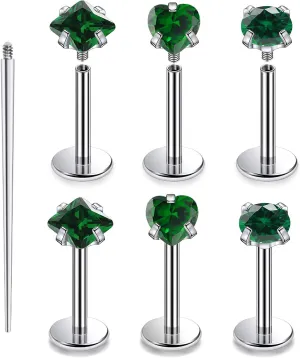 16G F136 Titanium Lip Rings CZ Labret Jewelry Internally Threaded Monroe Lip Ring Medusa Snake Bite Piercing Jewelry Conch Tragus Forward Helix Cartilage Earring Studs Piercing Jewelry