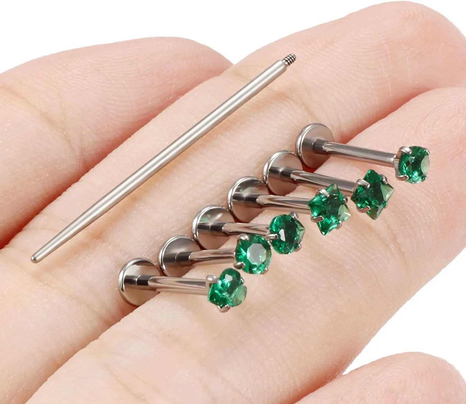 16G F136 Titanium Lip Rings CZ Labret Jewelry Internally Threaded Monroe Lip Ring Medusa Snake Bite Piercing Jewelry Conch Tragus Forward Helix Cartilage Earring Studs Piercing Jewelry