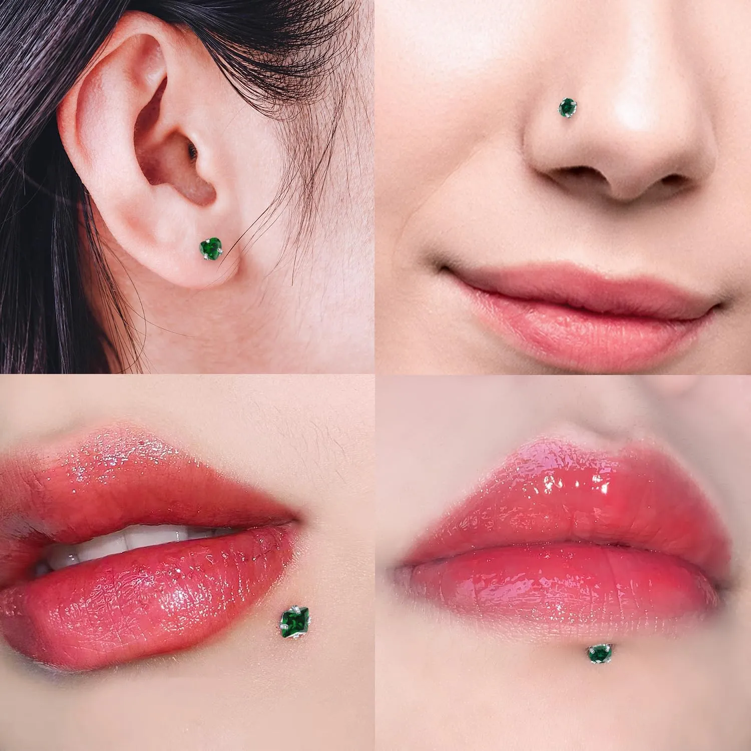 16G F136 Titanium Lip Rings CZ Labret Jewelry Internally Threaded Monroe Lip Ring Medusa Snake Bite Piercing Jewelry Conch Tragus Forward Helix Cartilage Earring Studs Piercing Jewelry