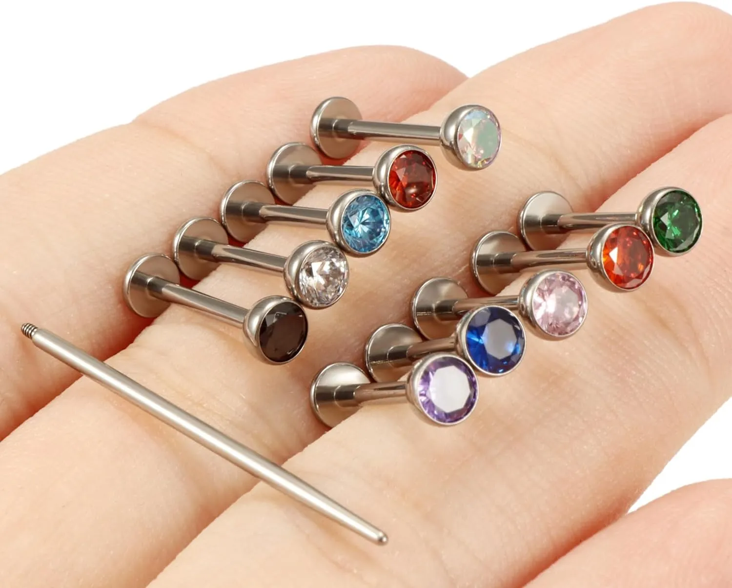 16G F136 Titanium Lip Rings Labret Jewelry Internally Threaded Monroe Lip Ring Medusa Snake Bite Piercing Jewelry Conch Tragus Forward Helix Cartilage Earring Studs Piercing Jewelry for Women