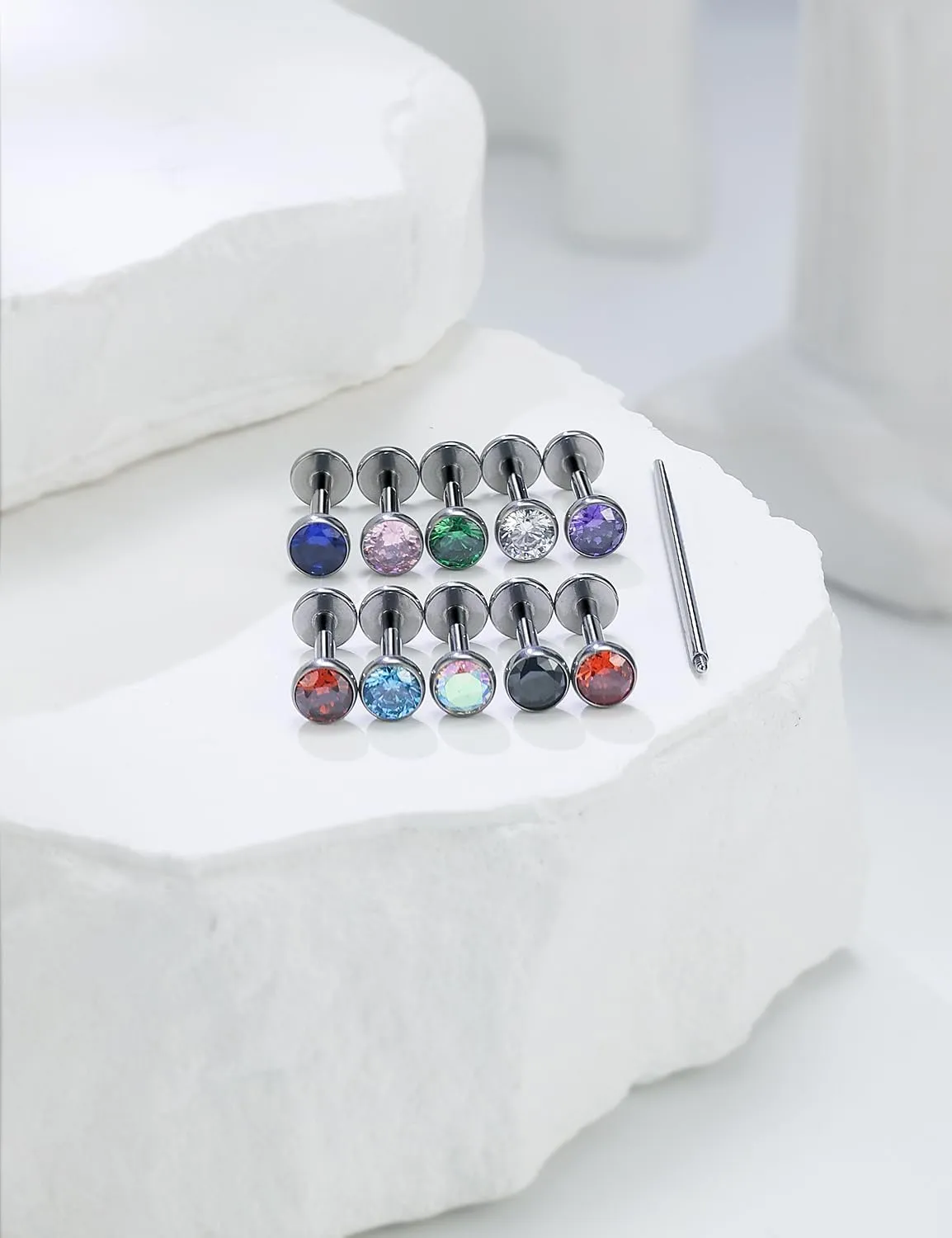 16G F136 Titanium Lip Rings Labret Jewelry Internally Threaded Monroe Lip Ring Medusa Snake Bite Piercing Jewelry Conch Tragus Forward Helix Cartilage Earring Studs Piercing Jewelry for Women