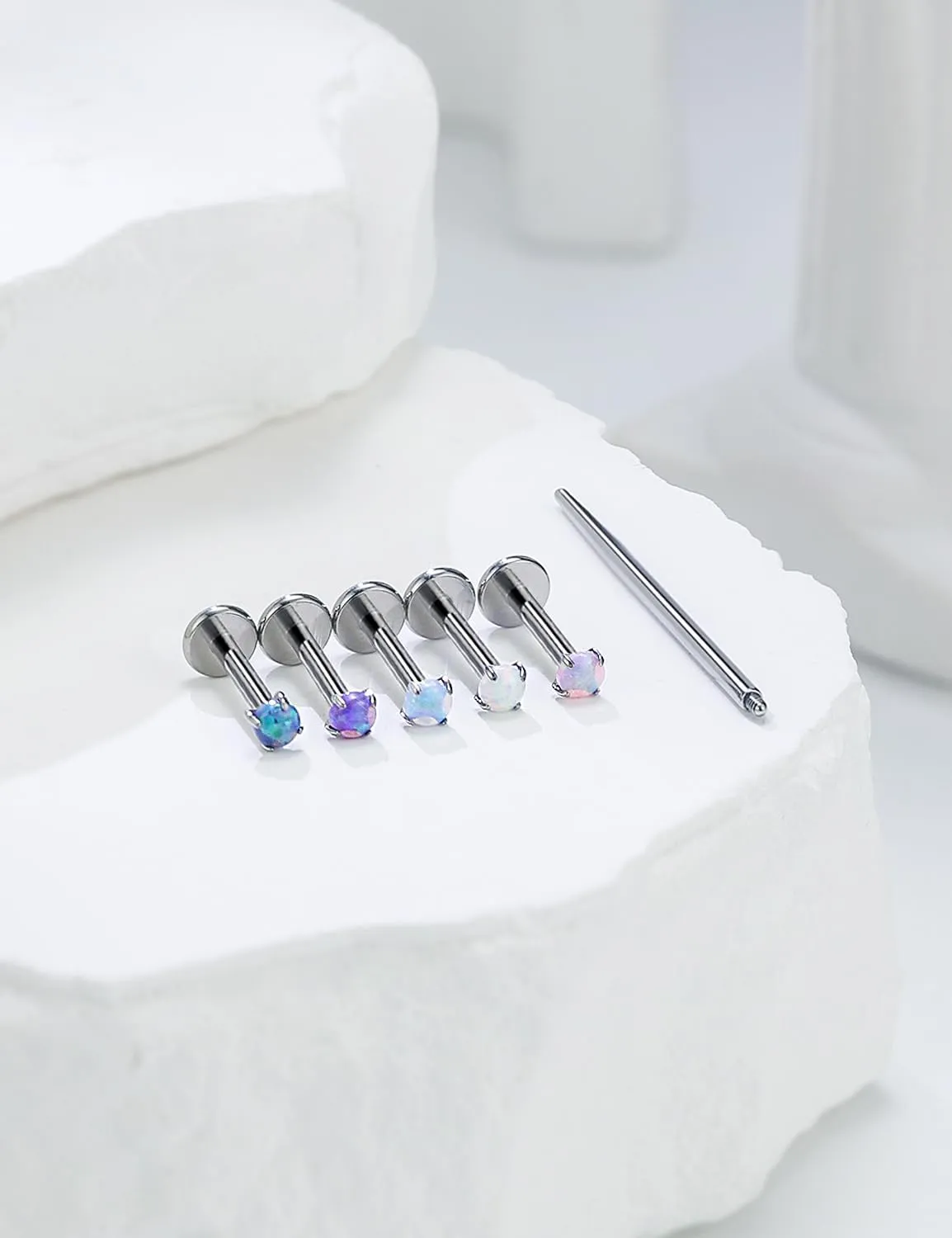 16G F136 Titanium Lip Rings Labret Jewelry Internally Threaded Monroe Lip Ring Medusa Snake Bite Piercing Jewelry Conch Tragus Forward Helix Cartilage Earring Studs Piercing Jewelry Opal