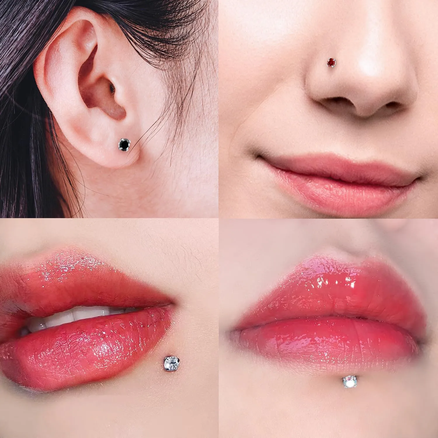 16G F136 Titanium Lip Rings Labret Jewelry Internally Threaded Monroe Lip Ring Medusa Snake Bite Piercing Jewelry Conch Tragus Forward Helix Cartilage Earring Studs Piercing Jewelry