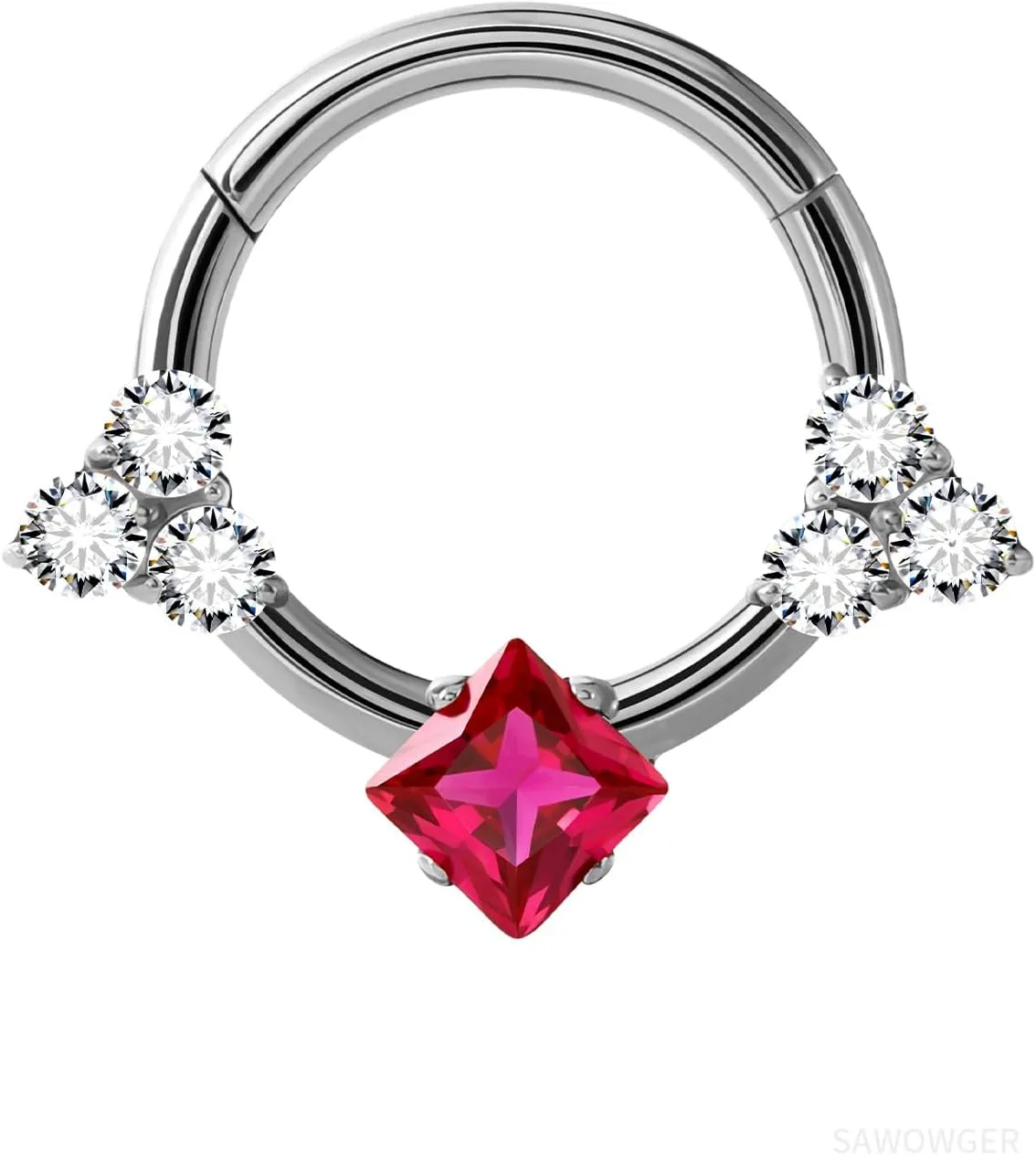 16G Septum Ring 5A Pink CZ Titanium Daith Hoop Earring Silver Hinged Helix Cartilage Hoop Seamless Tragus Hoop Gold Septum Clicker Hypoallergenic Piercing Jewelry For Women