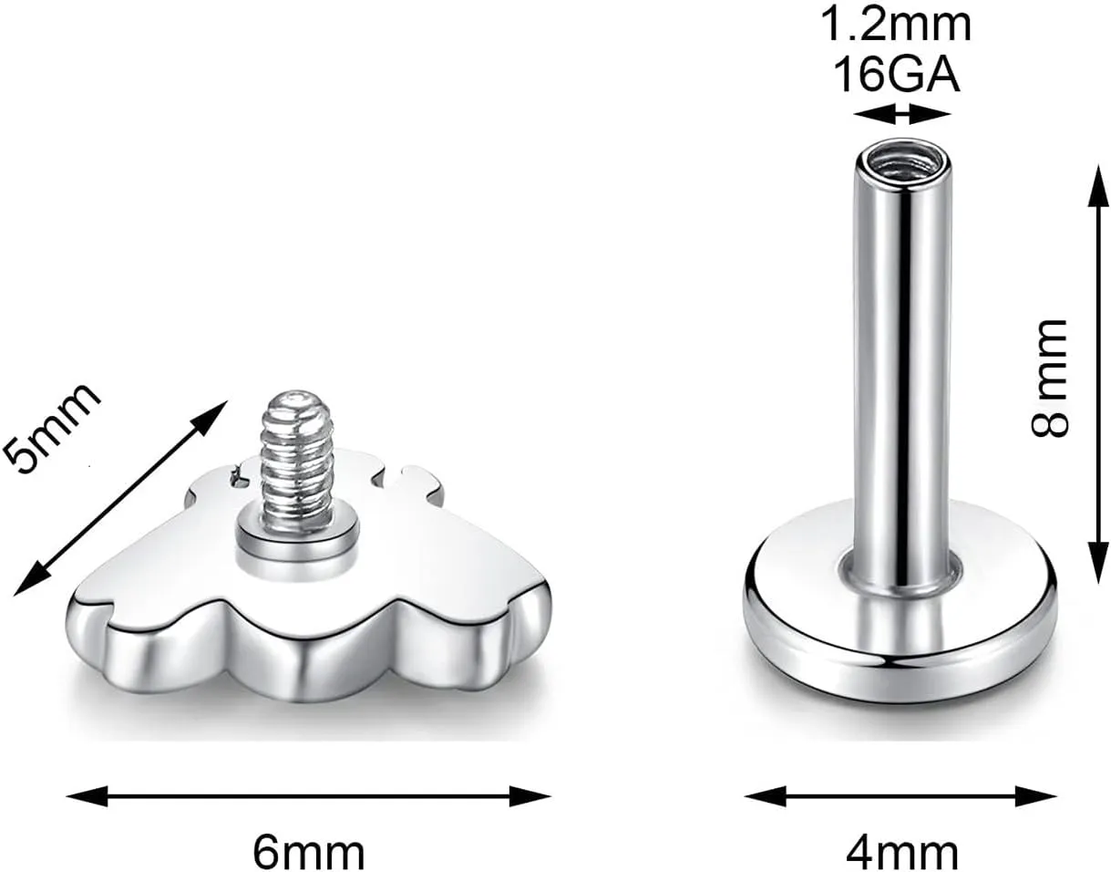 16G Top Honeybee Cartilage Stud Earrings Stainless Steel Tiny Bee Flat Back Screw Lip Tongue Piercing Barbell Labret Studs Cute Jewelry Gifts for Women Men Unisex Hypoallergenic