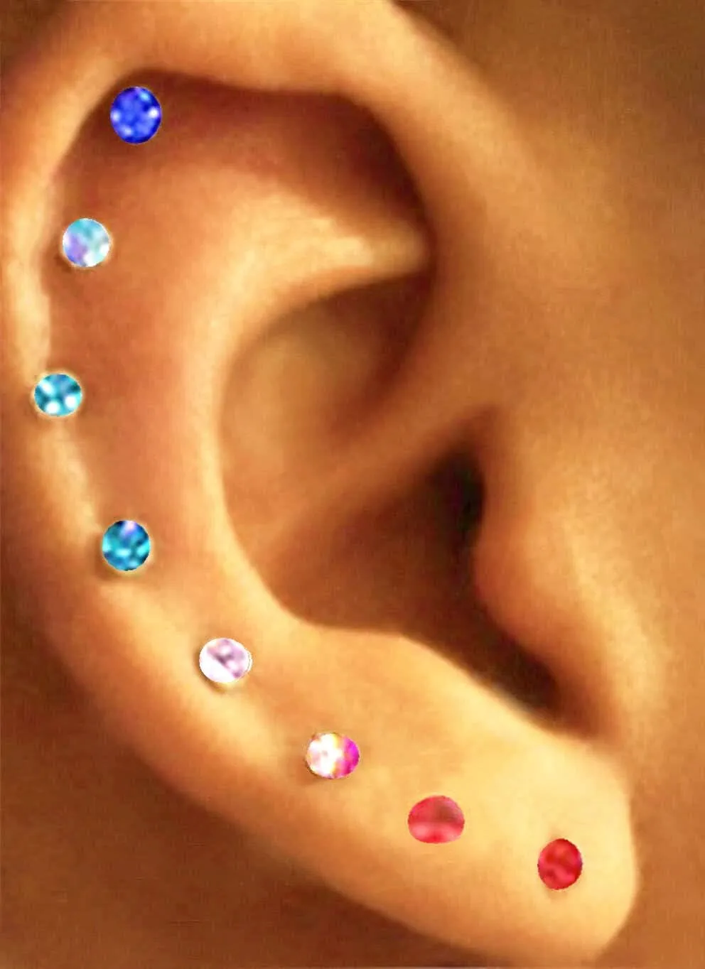 18 Pairs Multi Colors Clear Crystal Acrylic Nylon Plastic Posts Medical No Metal Sensitive Ears Hypoallergenic Stud Earrings